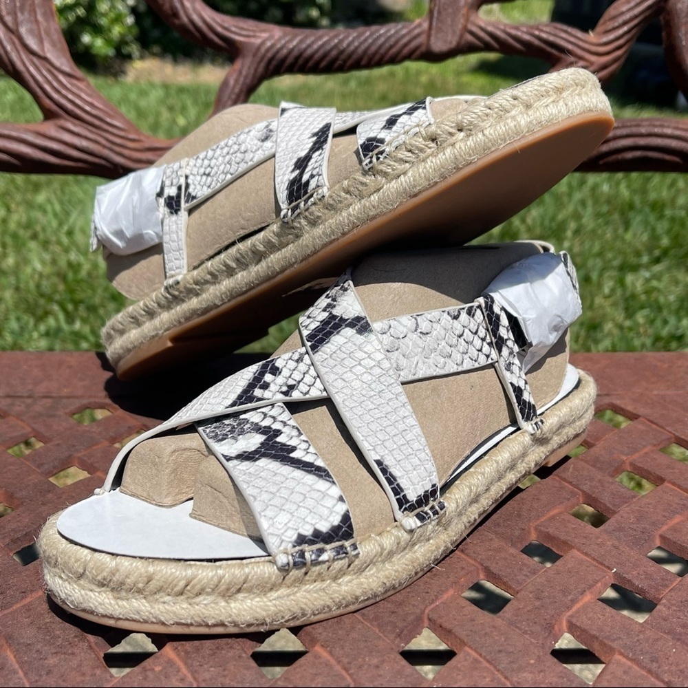 💋NWT Marc fisher snake embossed leather & rope buckle sandal - Picture 9 of 13